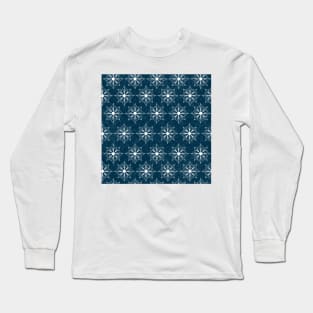 Snowflake Flower Pattern - Teal Long Sleeve T-Shirt